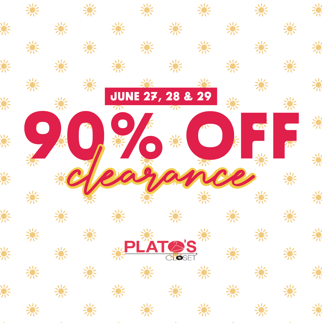 Text graphic showing clearance 90% specially marked clearance items